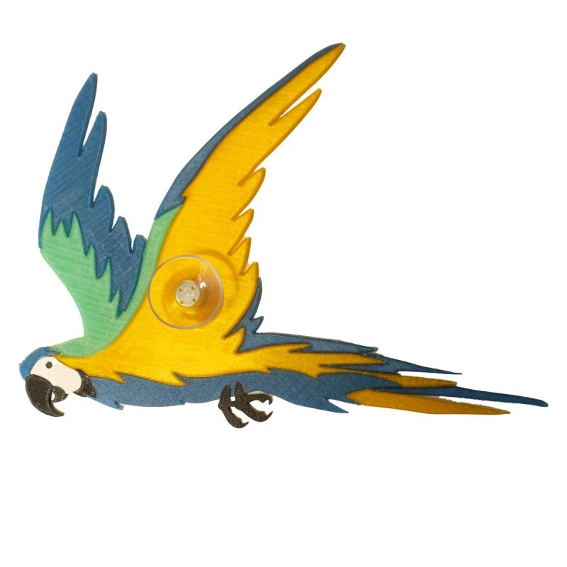 Sustainable window pictures: Handmade macaw in yellow with suction cup